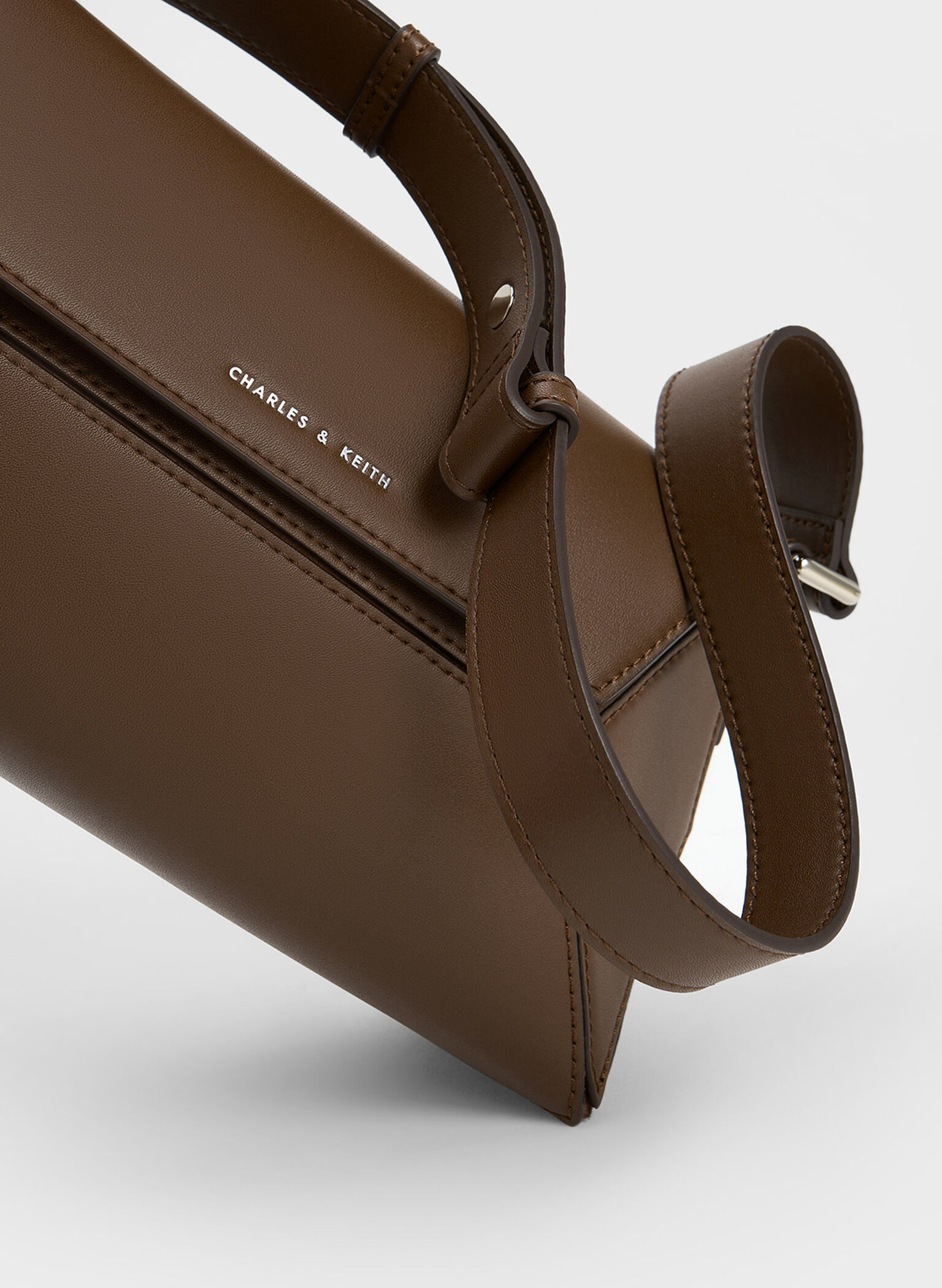 Nasrin Geometric Shoulder Bag, Dark Brown, hi-res