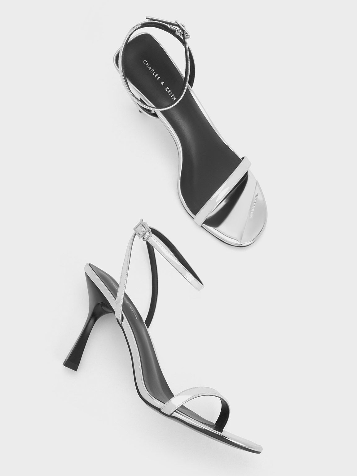 Black online silver sandals