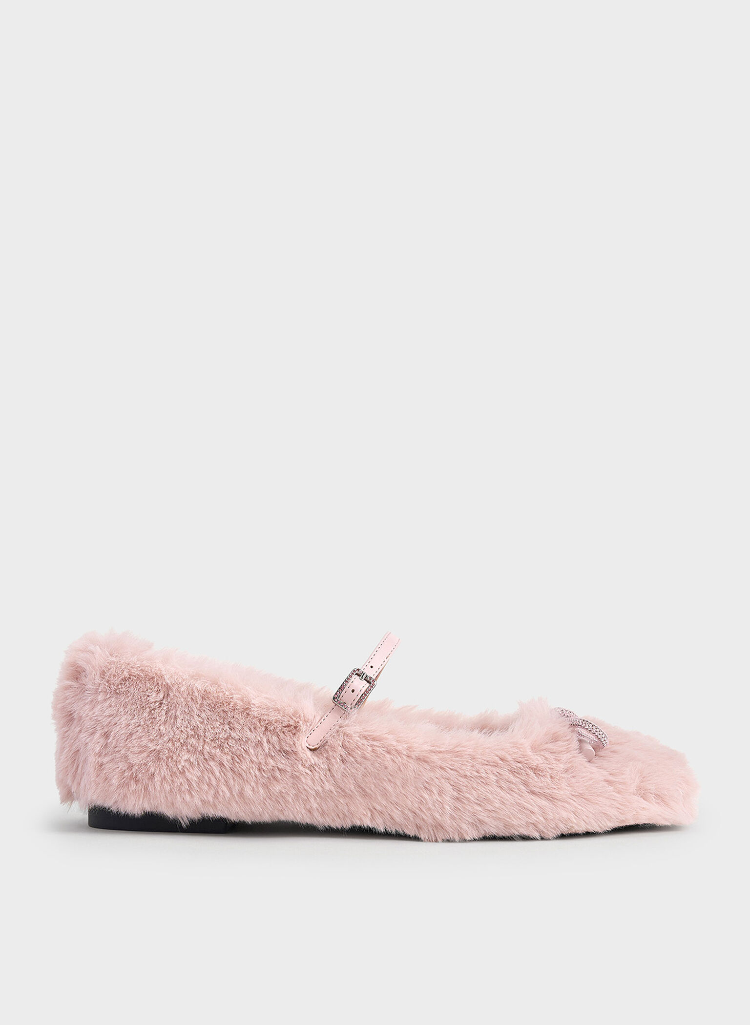 Bow Crystal-Embellished Furry Mary Janes, Pink, hi-res