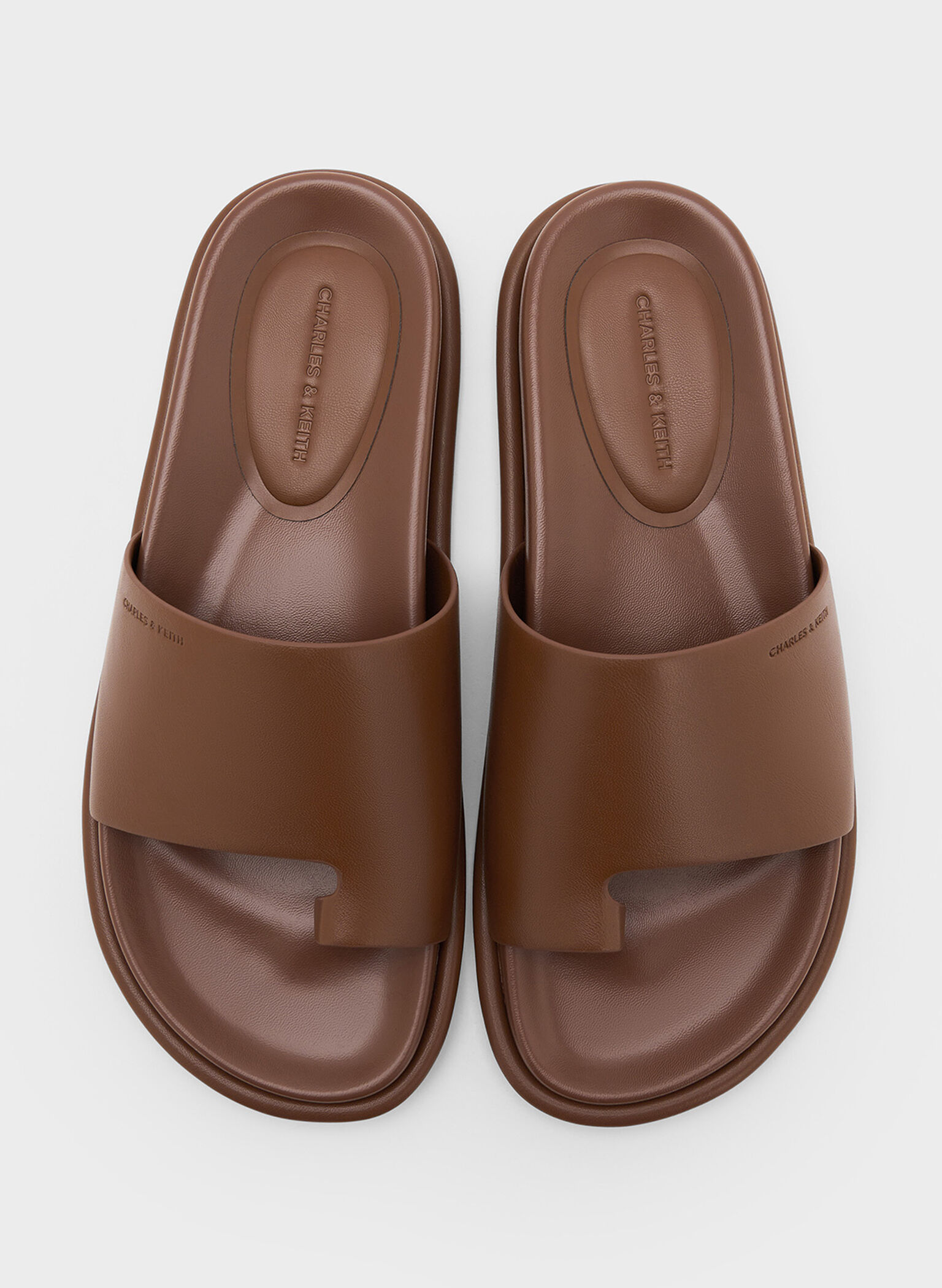 Wide-Strap Toe-Ring Sandals, Brown, hi-res