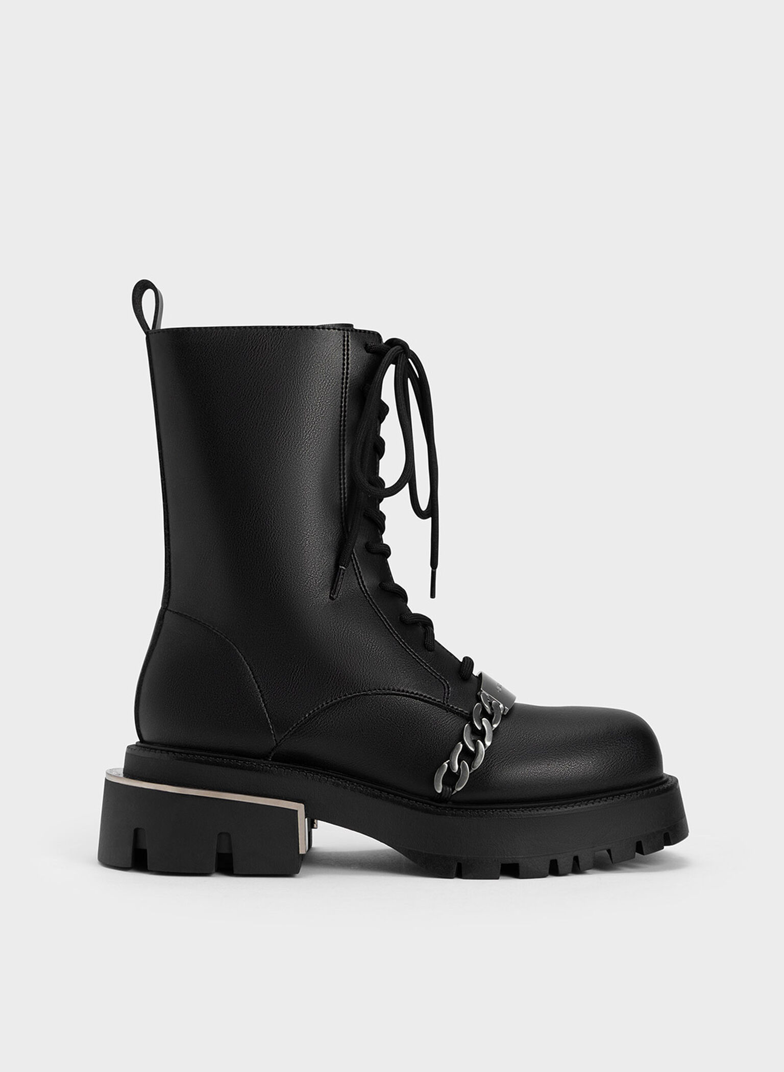 Selma Metallic Accent Lace-Up Boots, Black, hi-res