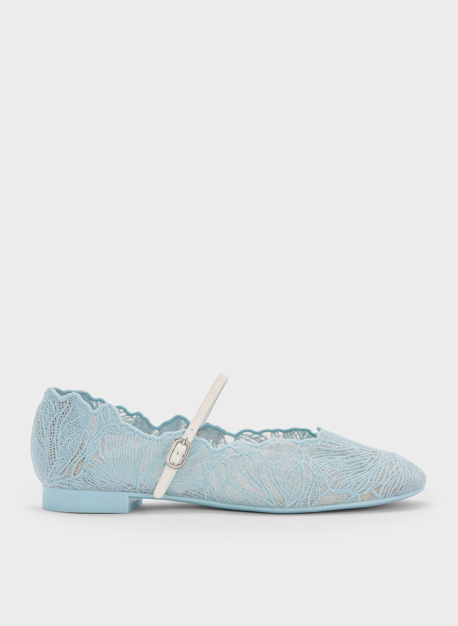 Crochet Floral Mary Jane Flats, Blue, hi-res