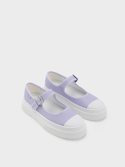 Two-Tone Mary Jane Sneakers, Lilac, hi-res
