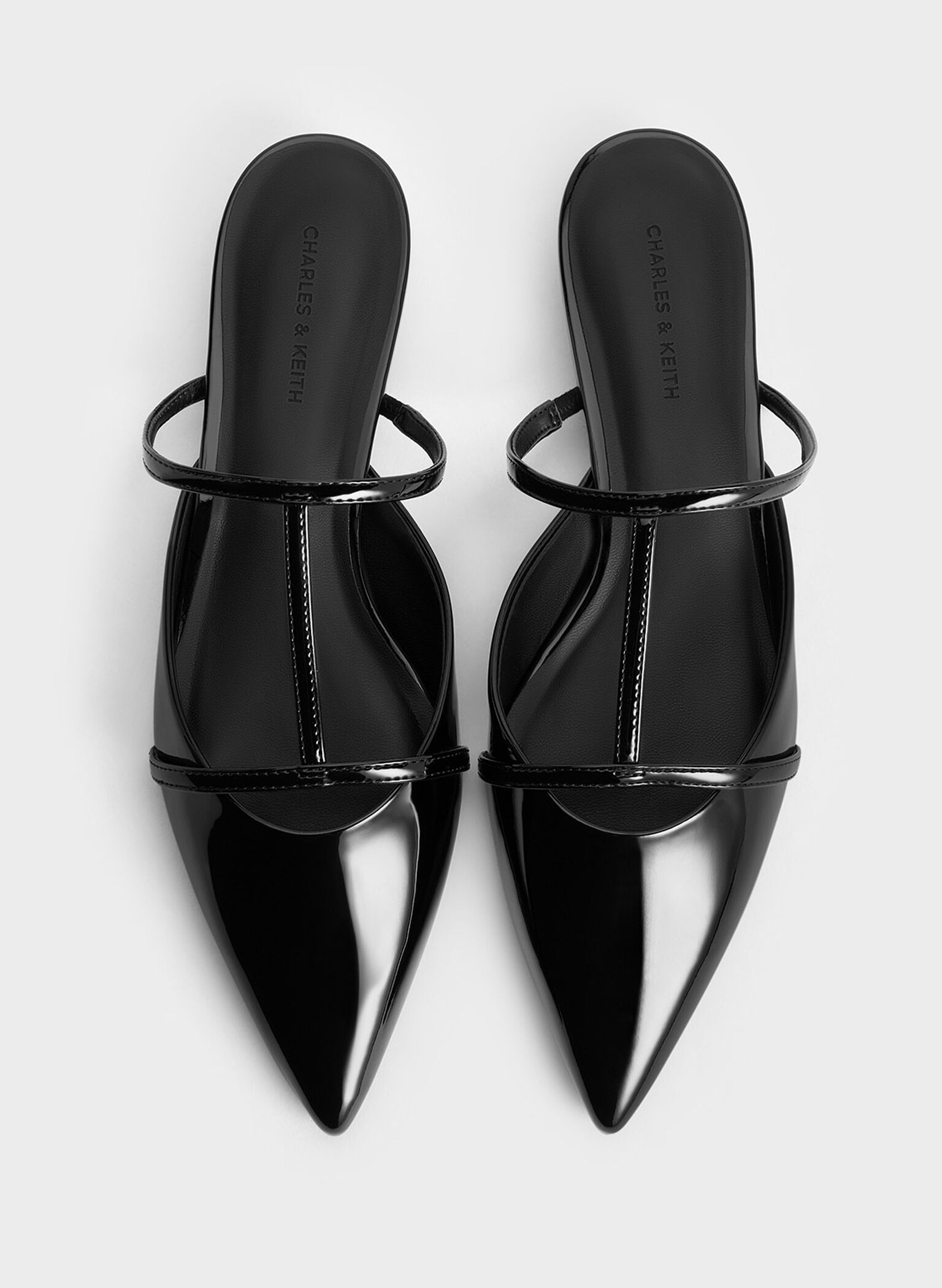 Clara T-Bar Pointed-Toe Mules, Black Box, hi-res