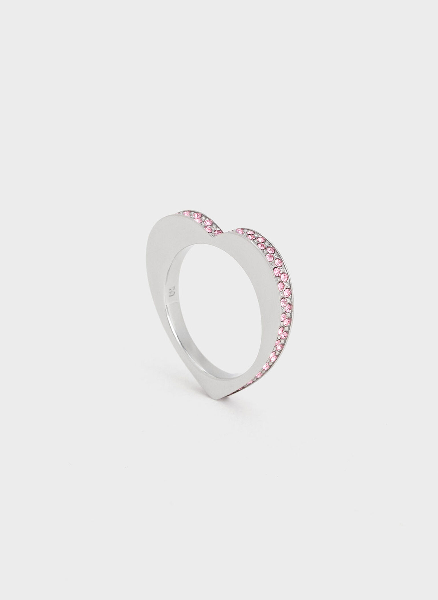 Malorie Crystal Heart Ring, Silver, hi-res