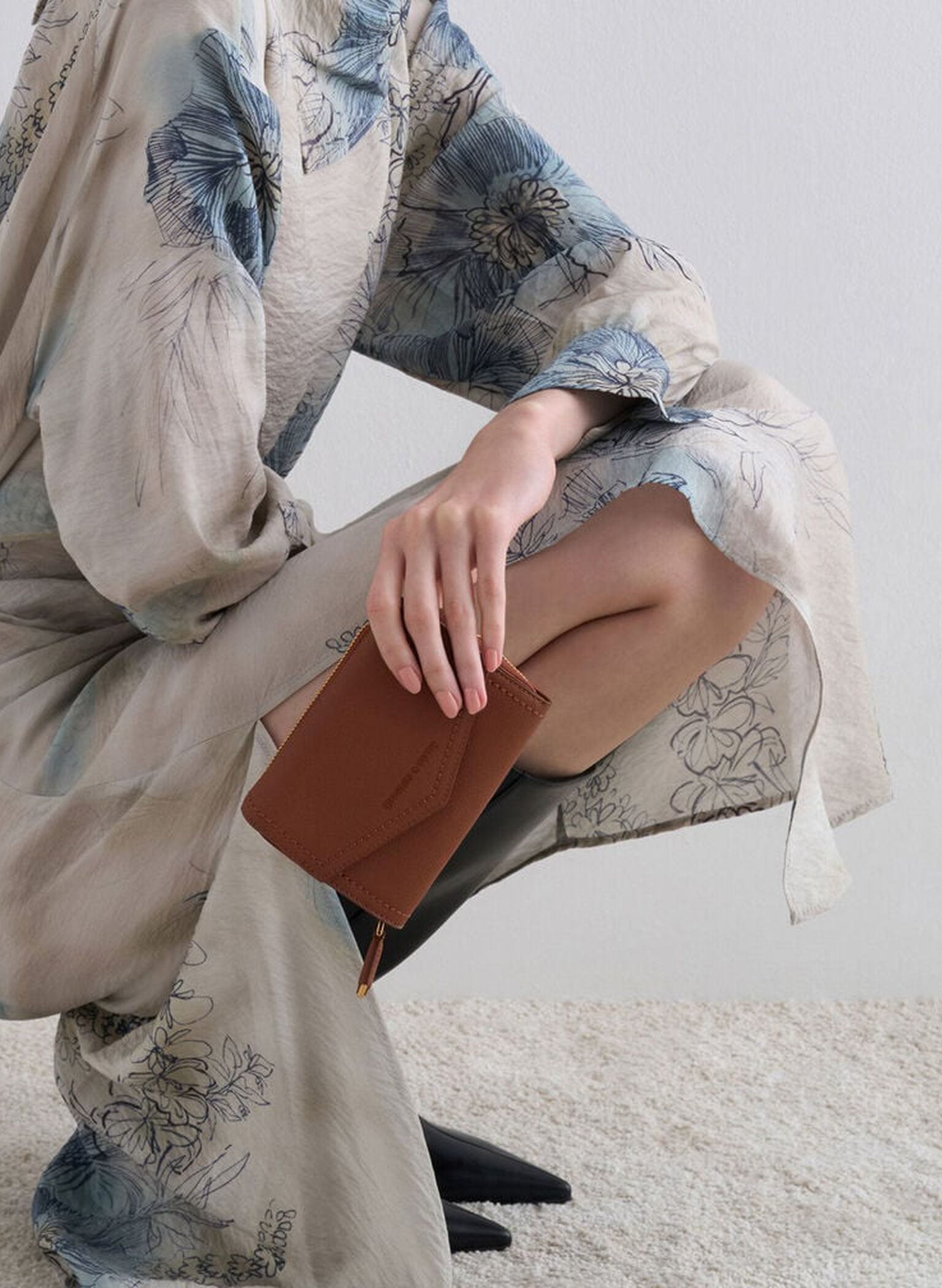Stitch Trim Envelope Wallet, Chocolate, hi-res