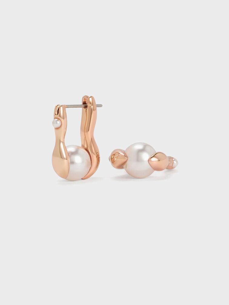 Corrine Pearl Sculptural Drop Earrings, Rose Gold, hi-res