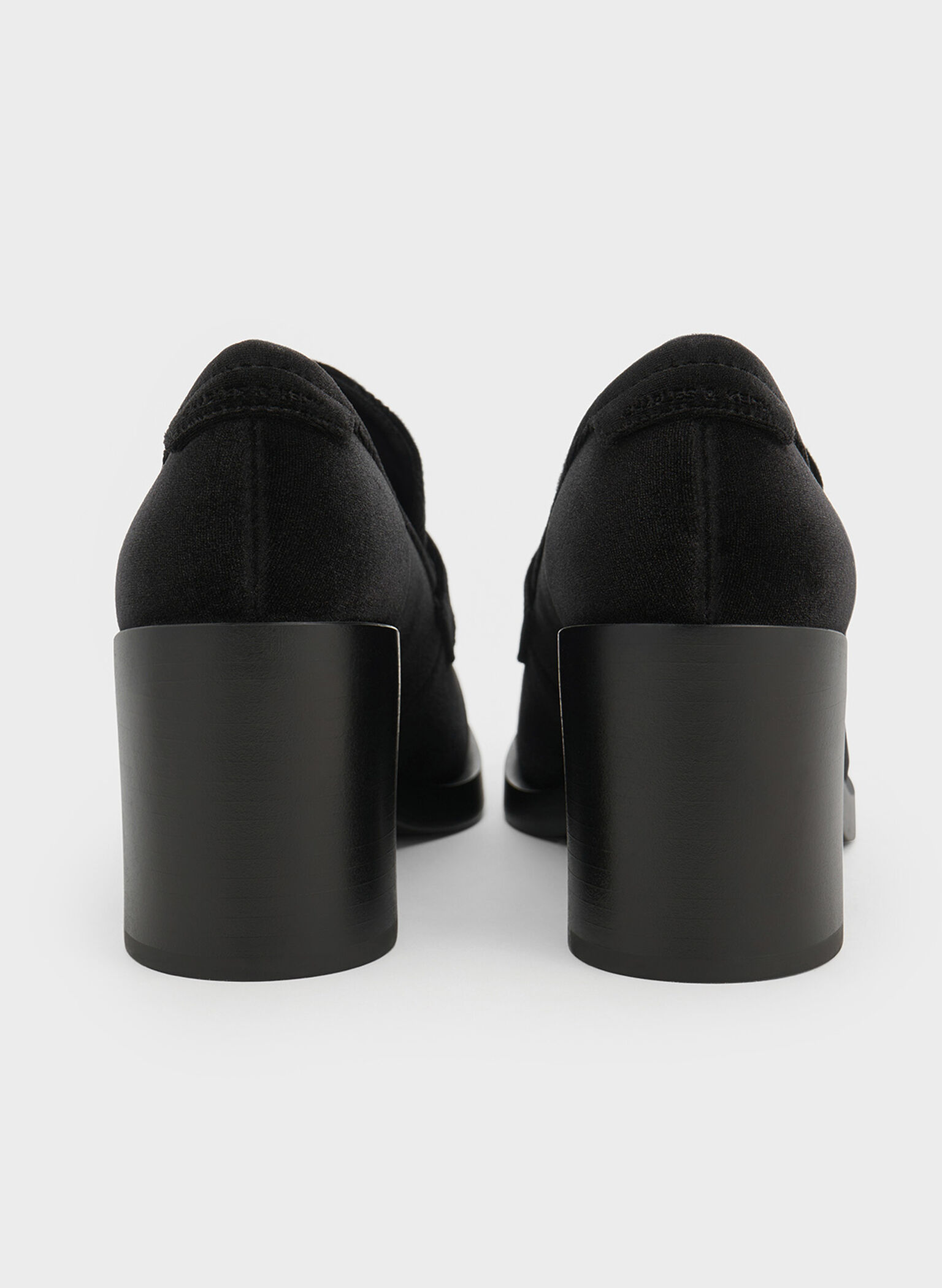 Penny Loafer Block-Heel Pumps, Black Textured, hi-res