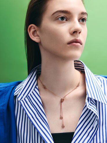 Rosalind Flower-Motif Necklace, Brushed Rose Gold, hi-res