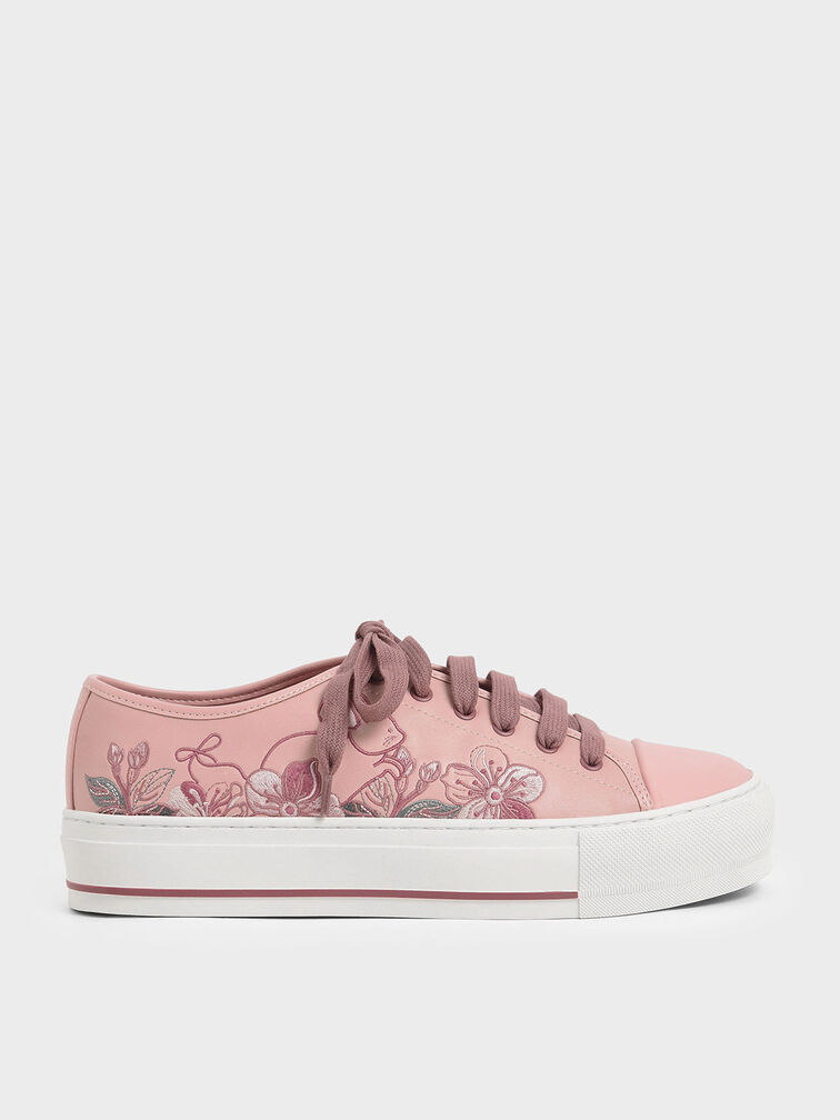 Embroidered Sneakers, Pink, hi-res
