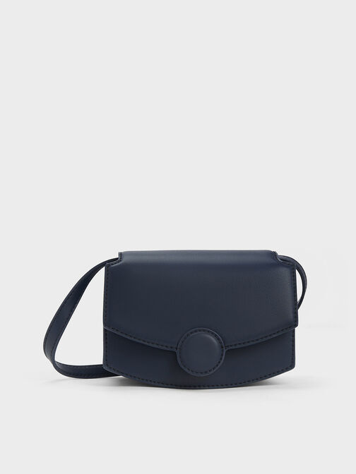 Clover Curved Shoulder Bag, Navy, hi-res