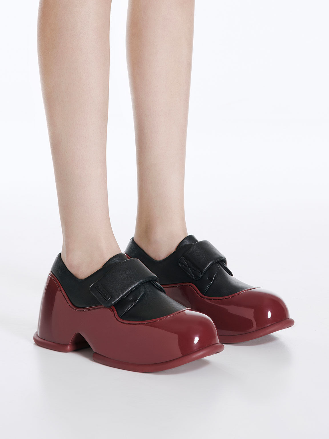 Red platform loafers best sale