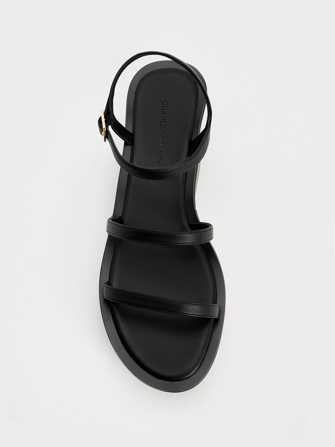Strappy Flatform Wedge Sandals Black