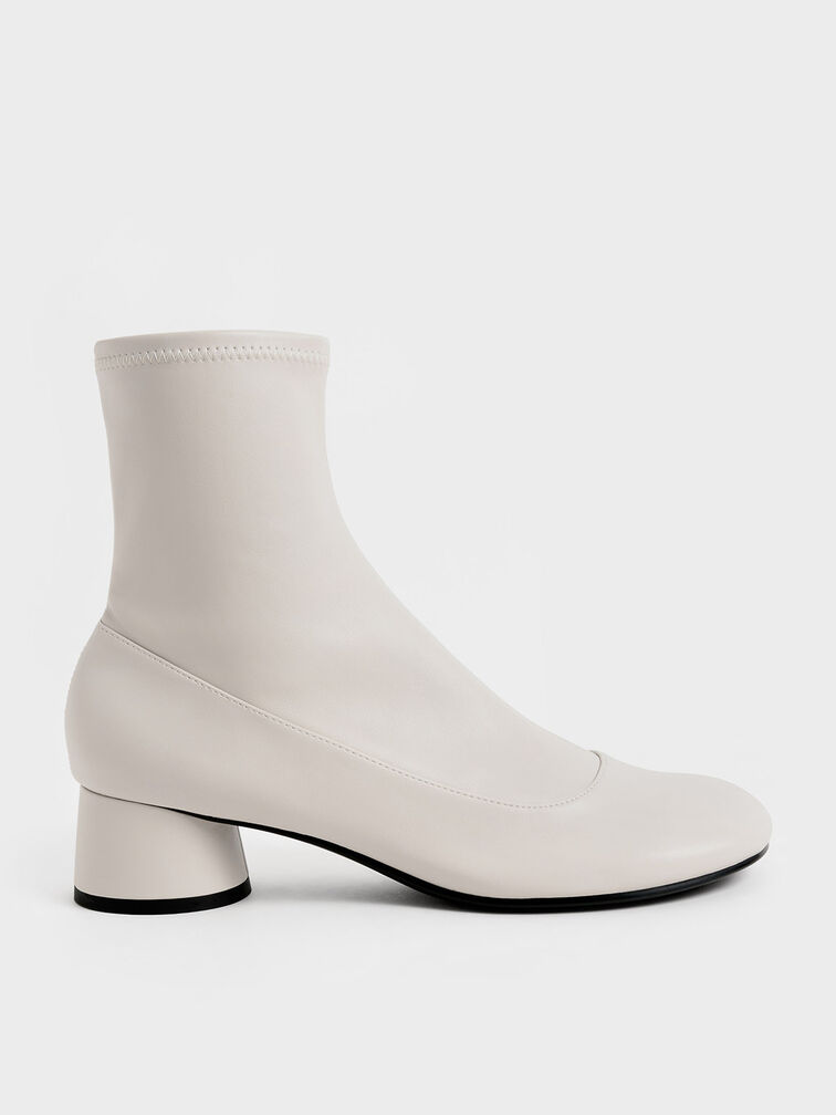 Stitch-Trim Cylindrical Heel Ankle Boots, Chalk, hi-res