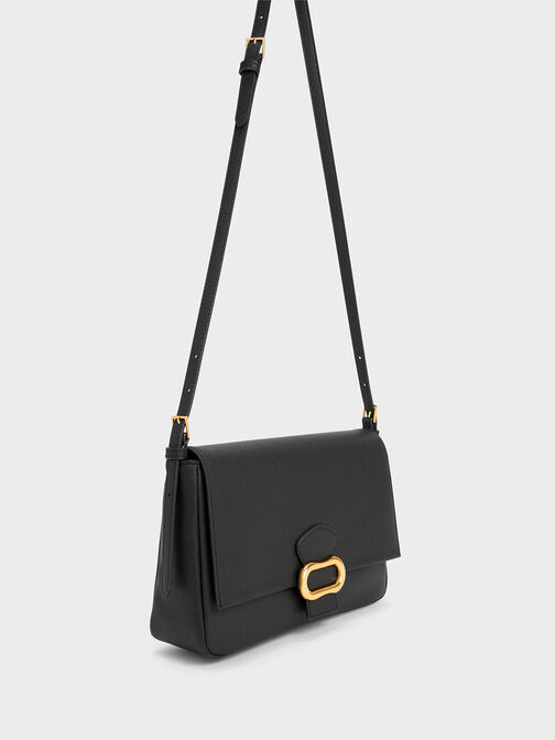 Daki Belted Trapeze Bag, Black, hi-res