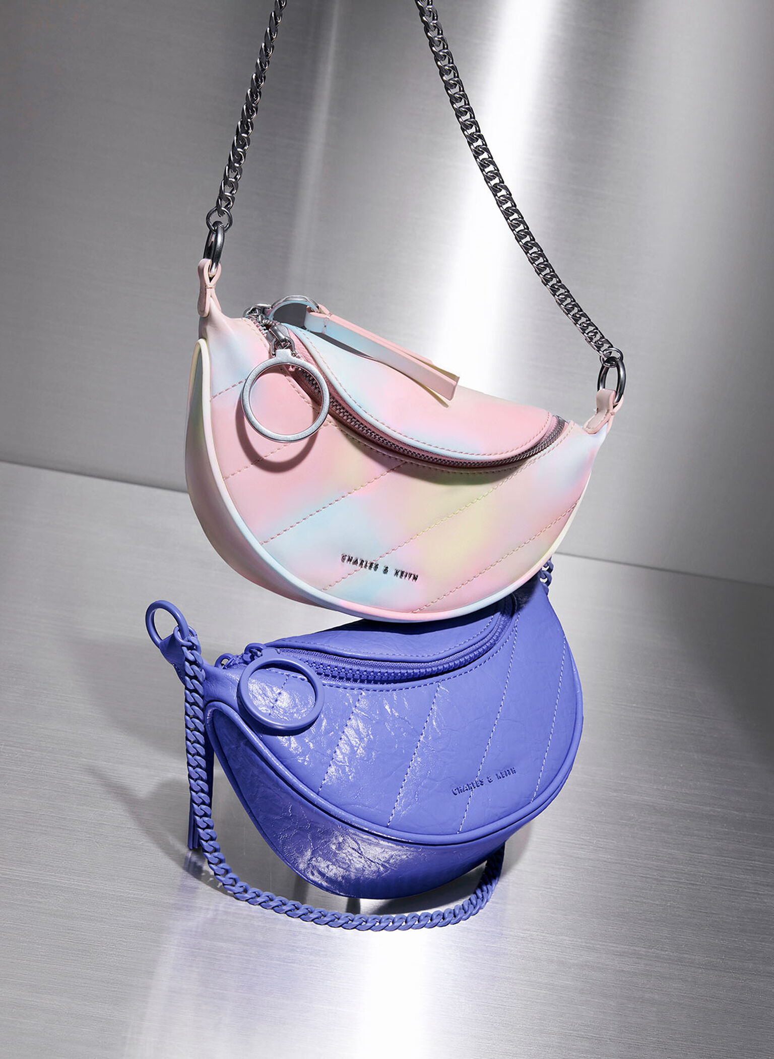 Philomena Half-Moon Crossbody Bag, Purple, hi-res