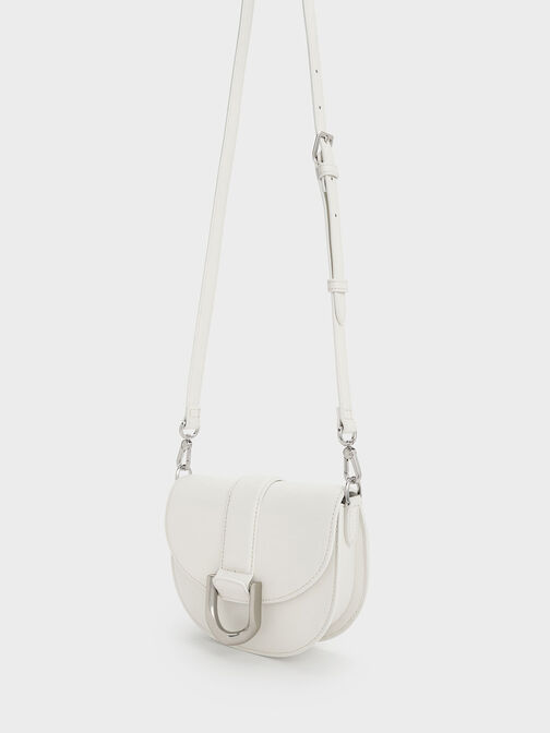 Mini Gabine Leather Saddle Bag, White, hi-res