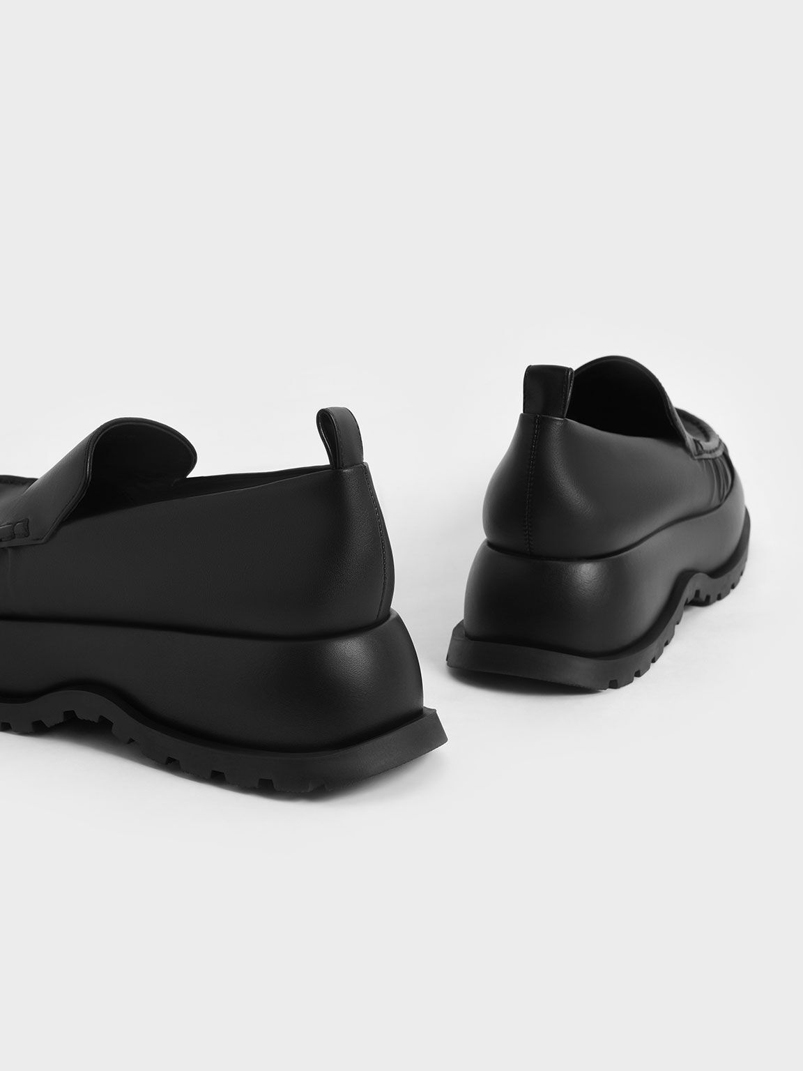 Astrid Ruched Platform Loafers, Black, hi-res