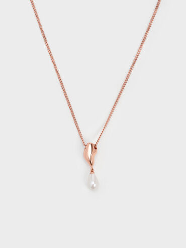 Corrine Teardrop Pearl Necklace, Rose Gold, hi-res