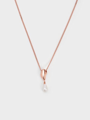 Corrine Teardrop Pearl Necklace, Rose Gold, hi-res
