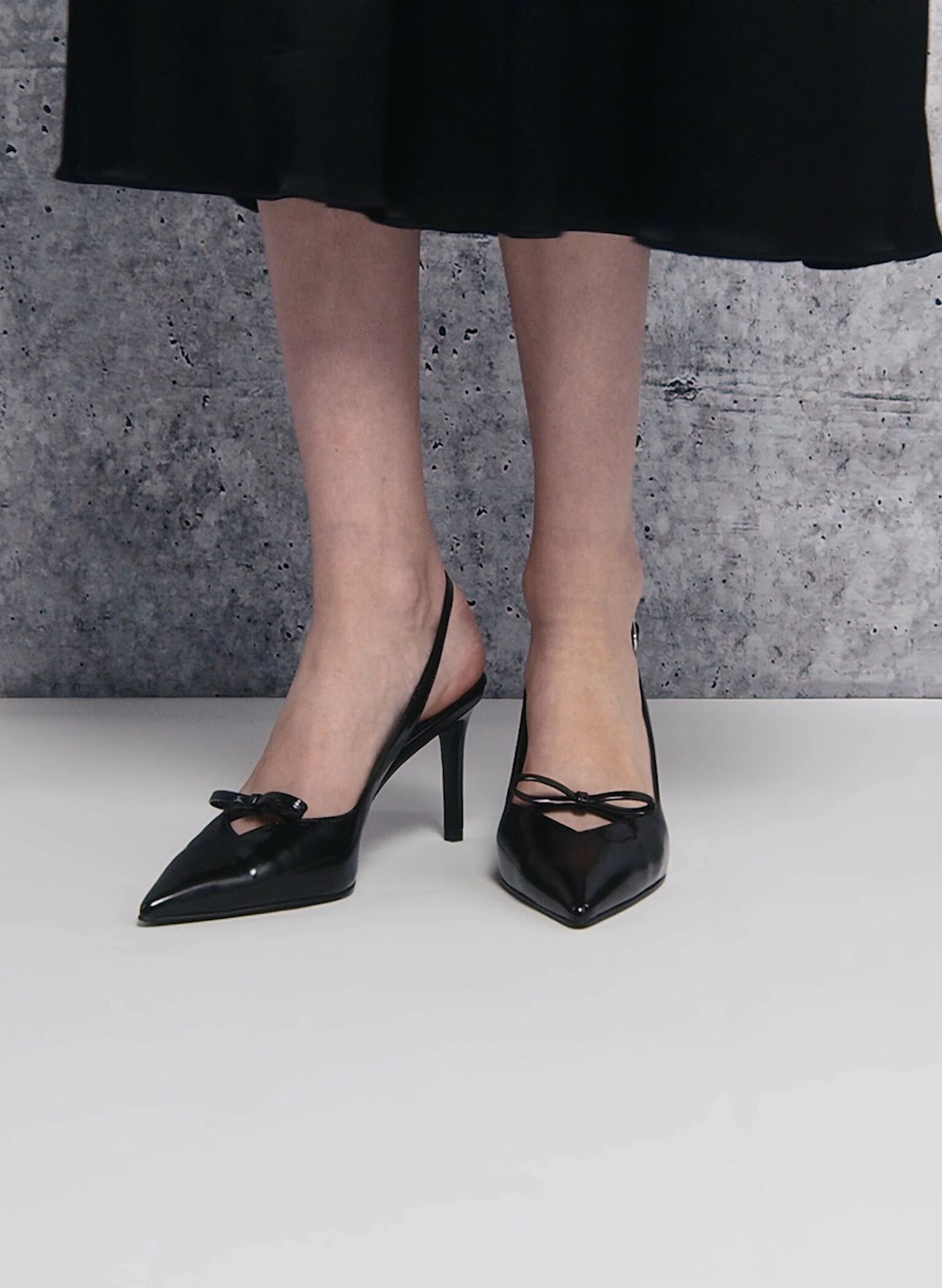 Bow Slingback Pumps, Black Box, hi-res