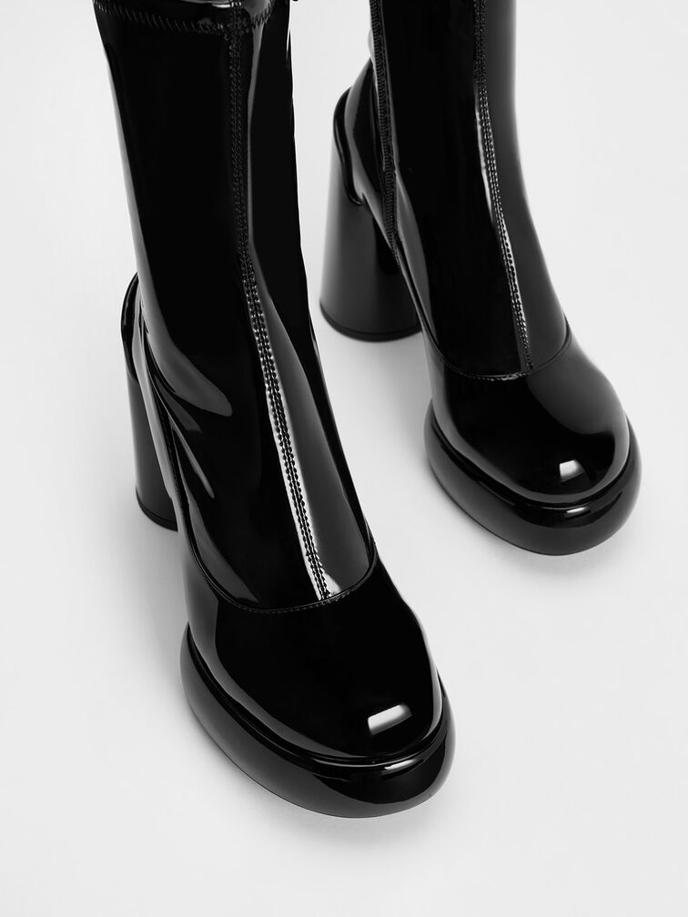 Darcy Patent Platform Ankle Boots, Black Patent, hi-res