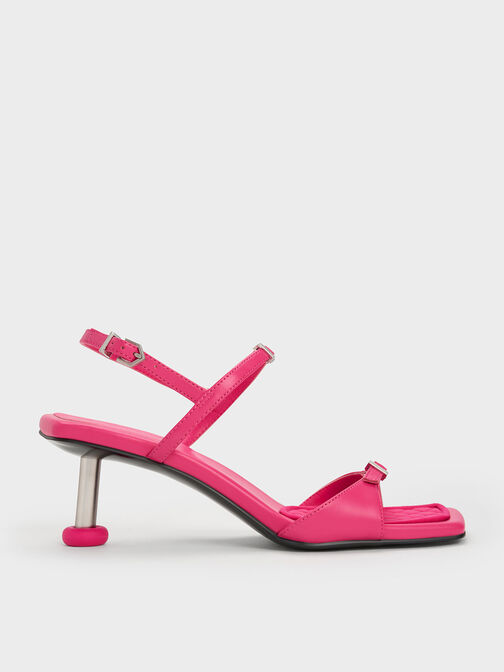 Sculptural Heel Buckled Sandals, Fuchsia, hi-res