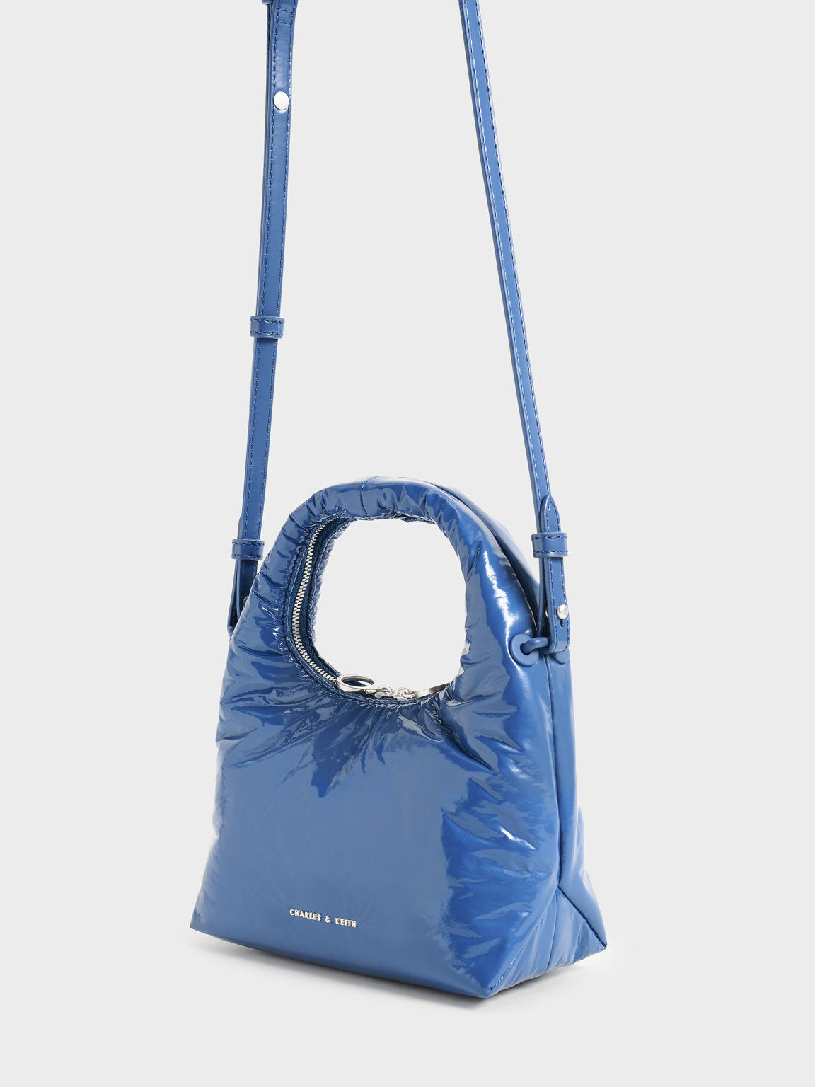 Arch Wrinkled-Effect Puffy Bag, Blue, hi-res