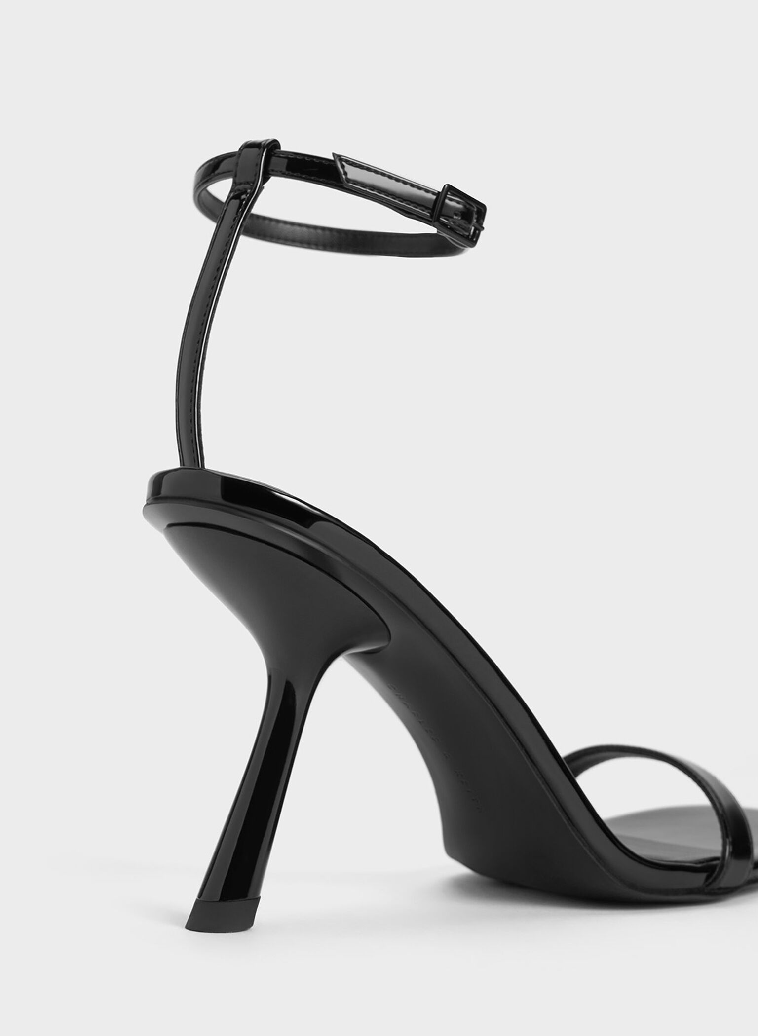 Patent Slant-Heel Ankle-Strap Sandals, Black Patent, hi-res