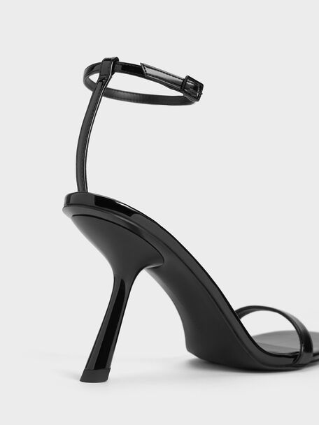 Patent Slant-Heel Ankle-Strap Sandals, Black Patent, hi-res