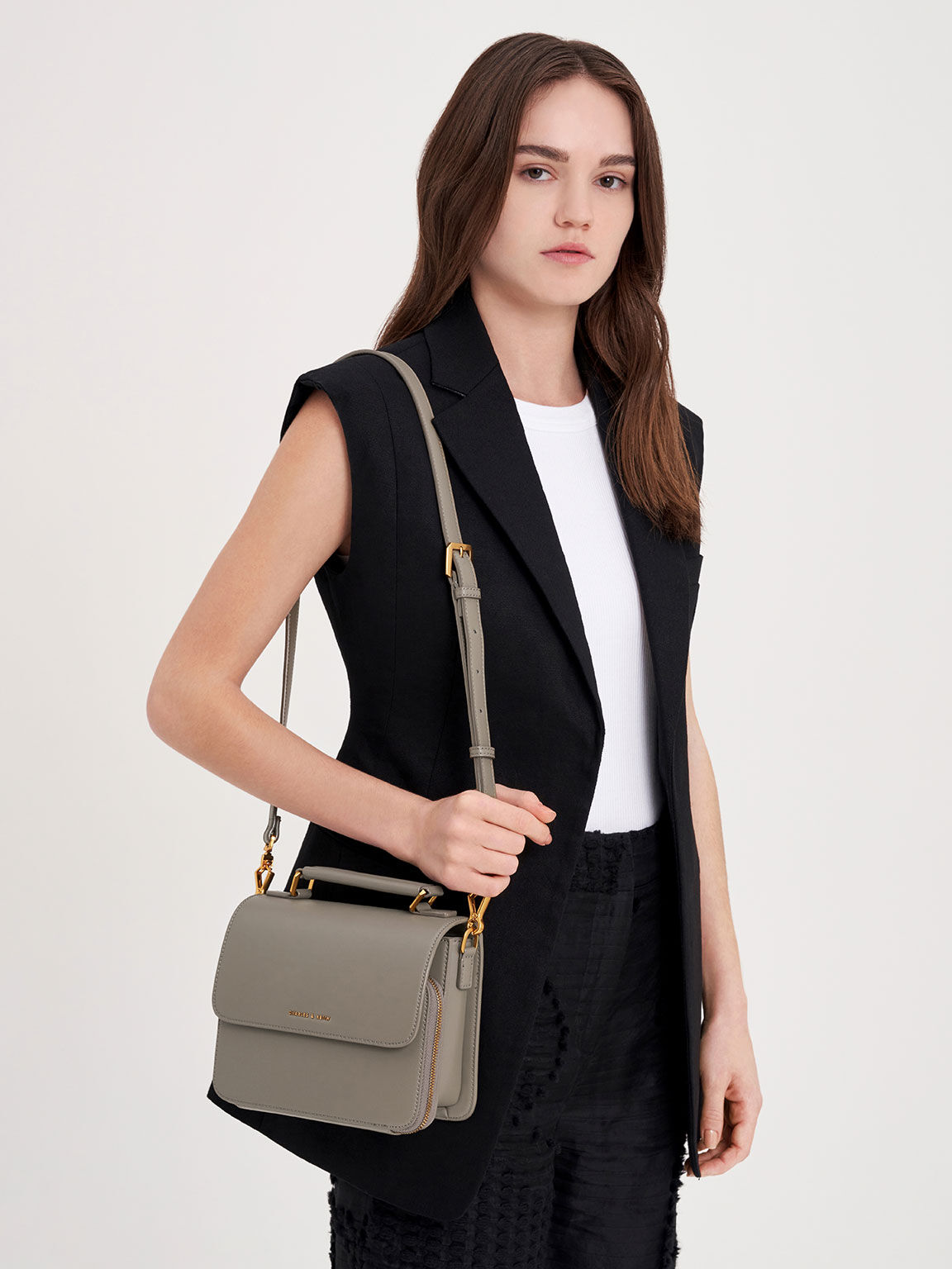Black top handle crossbody bag clearance