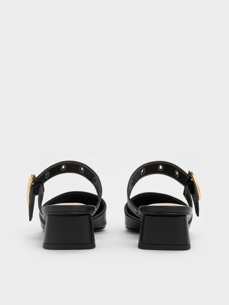Sepphe Cut-Out Heeled Mules, Black, hi-res