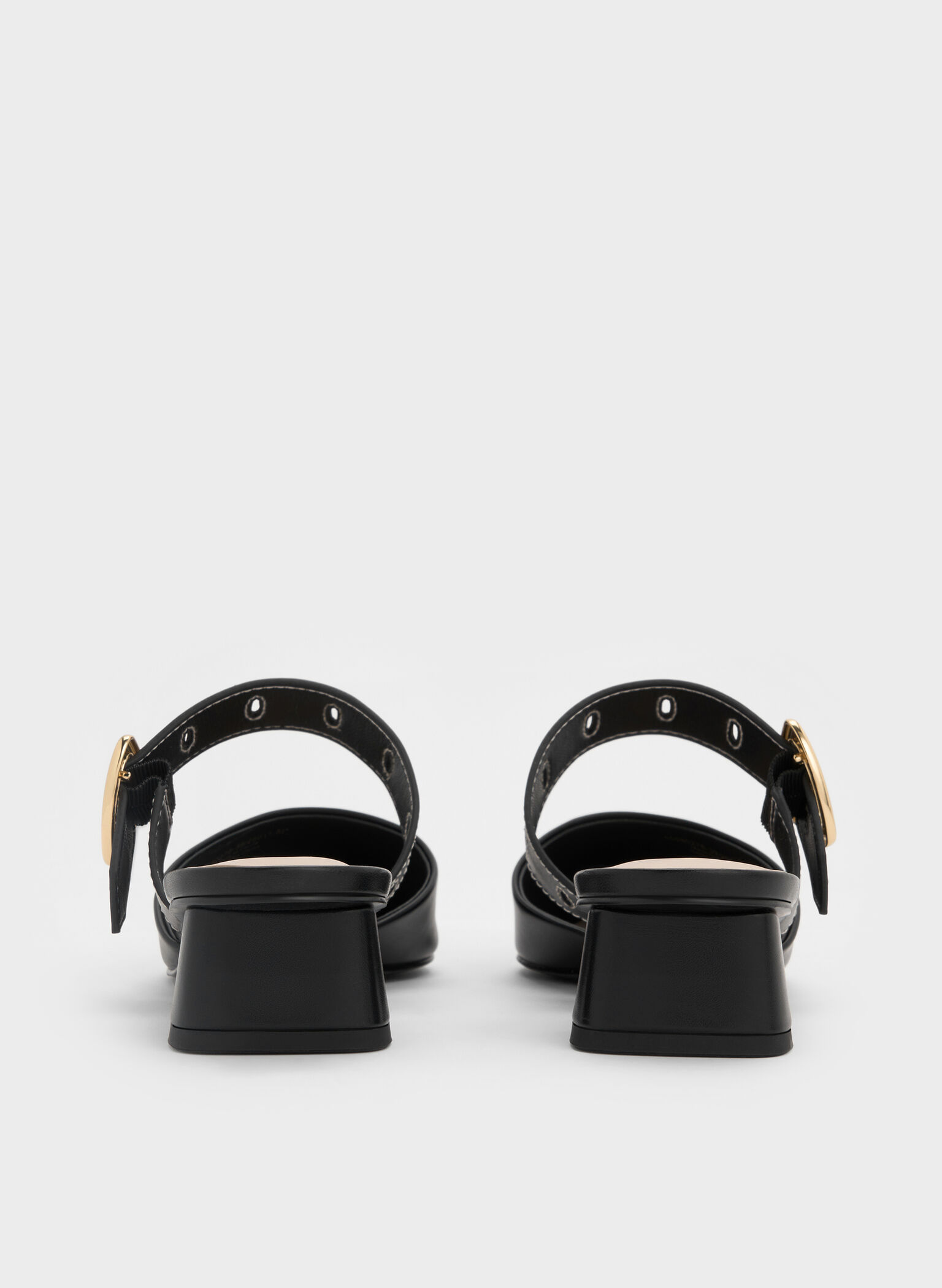 Sepphe Cut-Out Heeled Mules, Black, hi-res