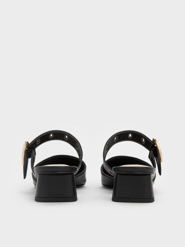Sepphe Cut-Out Heeled Mules, Black, hi-res