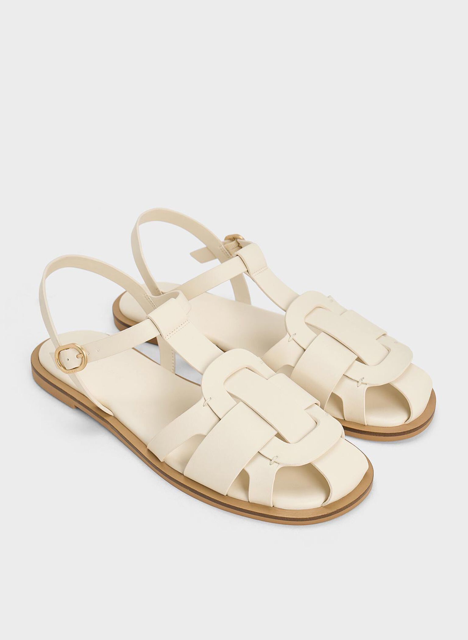 Easley T-Bar Caged Sandals, Chalk, hi-res