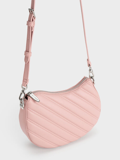Freja Curved Panelled Bag, Light Pink, hi-res