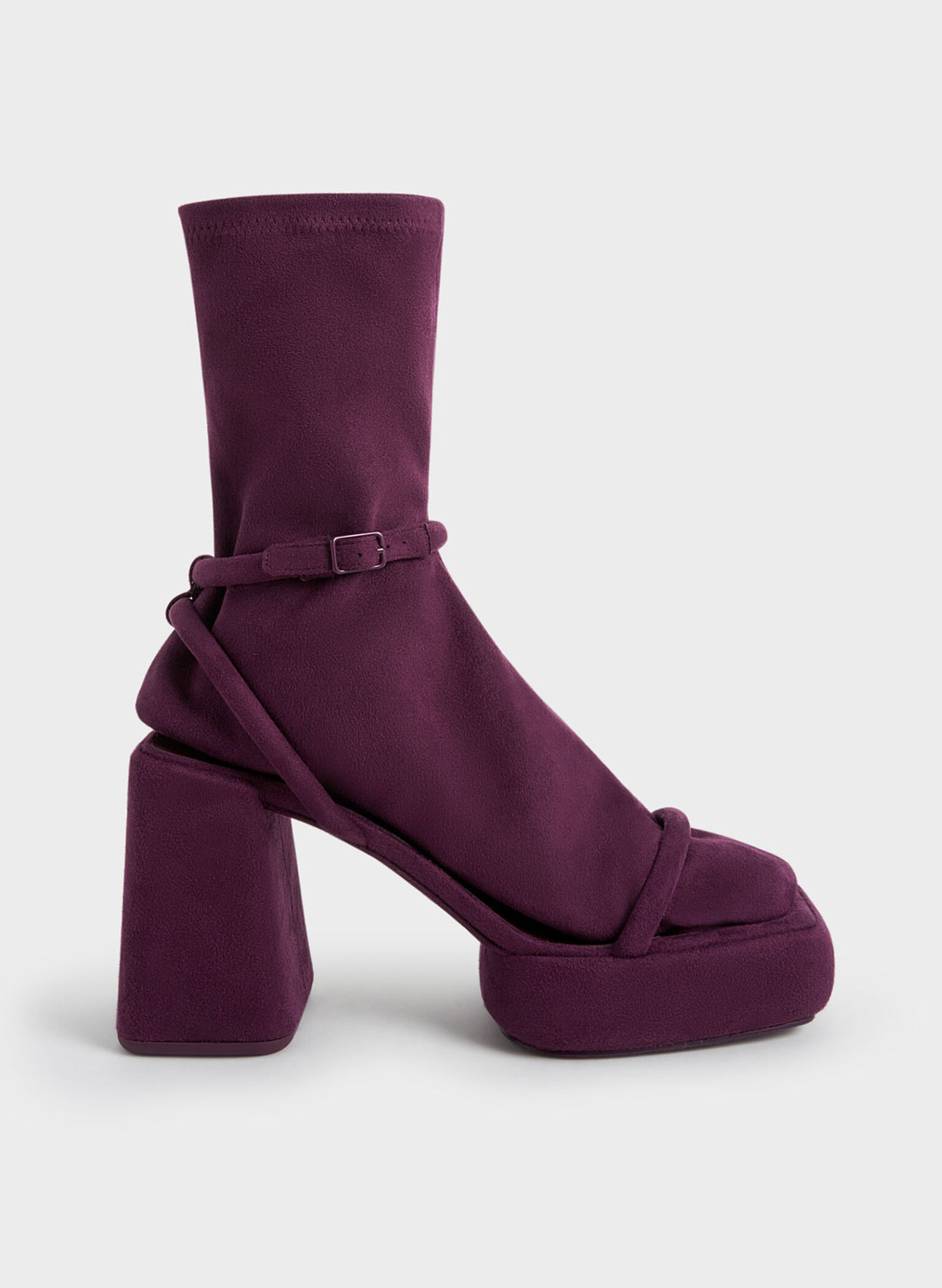 Lucile Textured Platform Calf Boots, Burgundy, hi-res