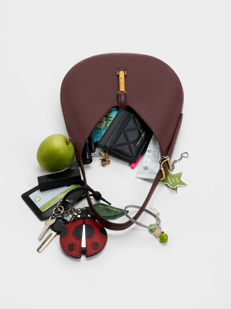Cesia Metallic-Accent Hobo Bag, Wineberry Red, hi-res