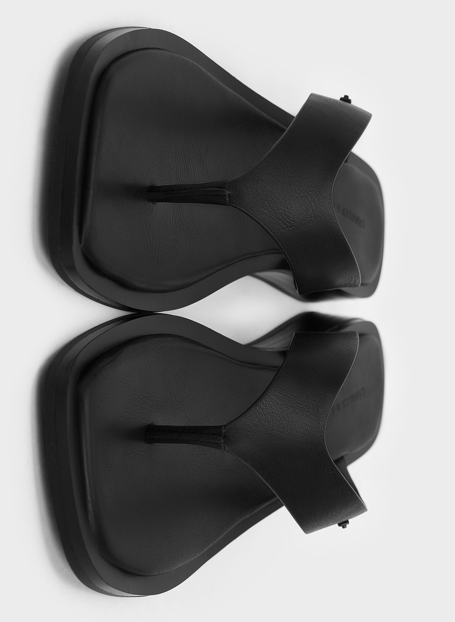 V-Strap Wedge Thong Sandals, Black, hi-res