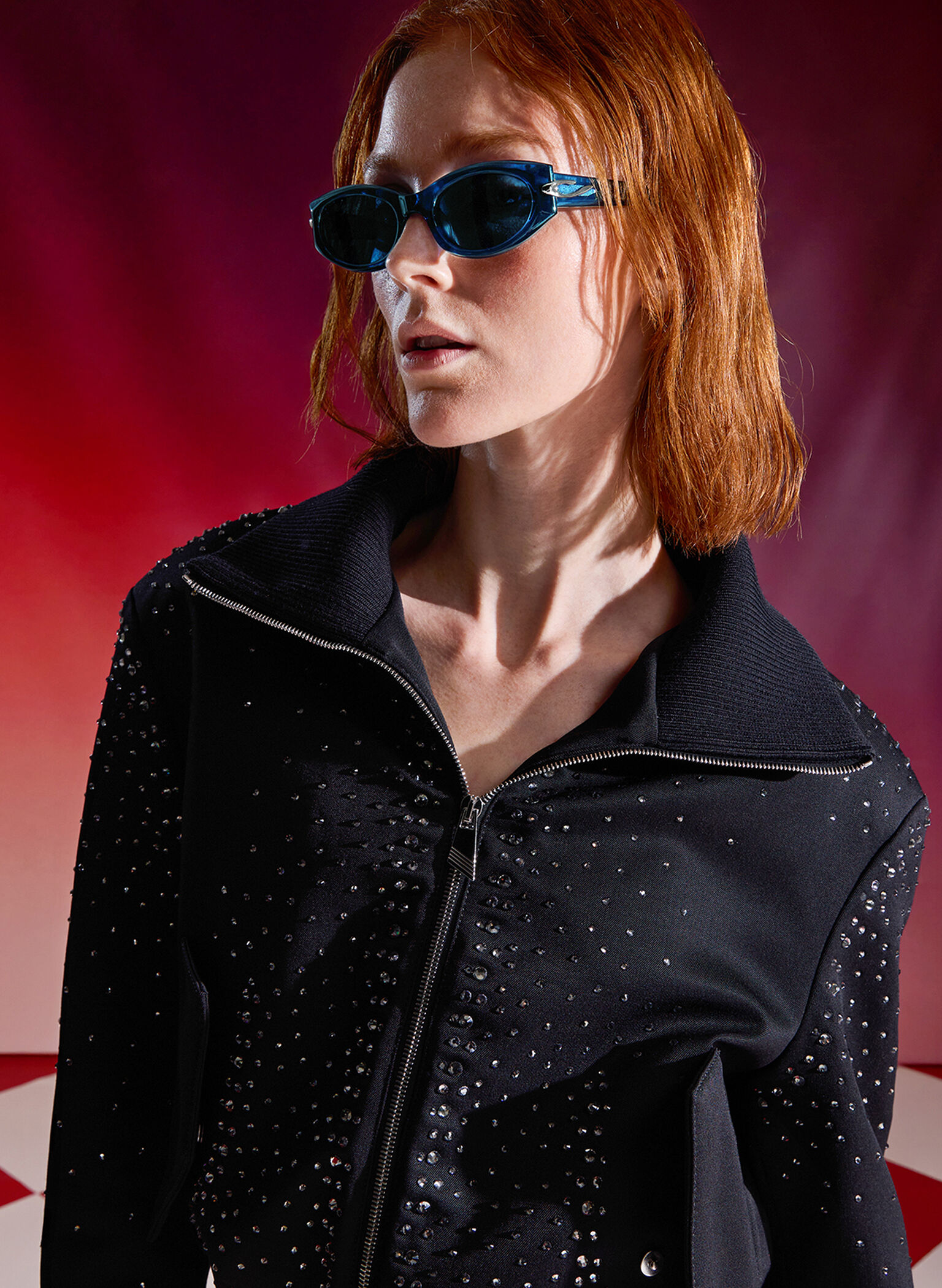 Edie Oval Sunglasses, Blue, hi-res
