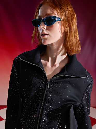 Edie Oval Sunglasses, Blue, hi-res