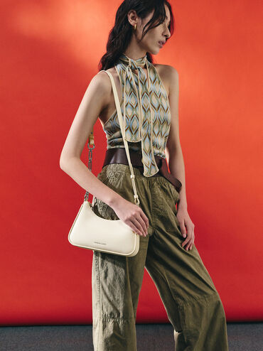 Lane Chain-Link Shoulder Bag, Cream, hi-res