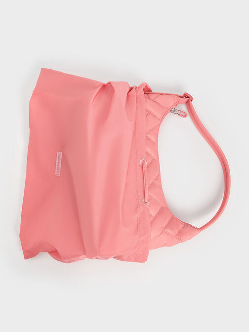 Nylon Chevron Shoulder Bag, Guava Pink, hi-res