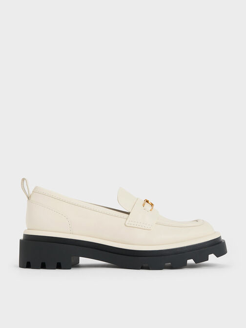 Gabine Leather Pull-Tab Loafers, Chalk, hi-res