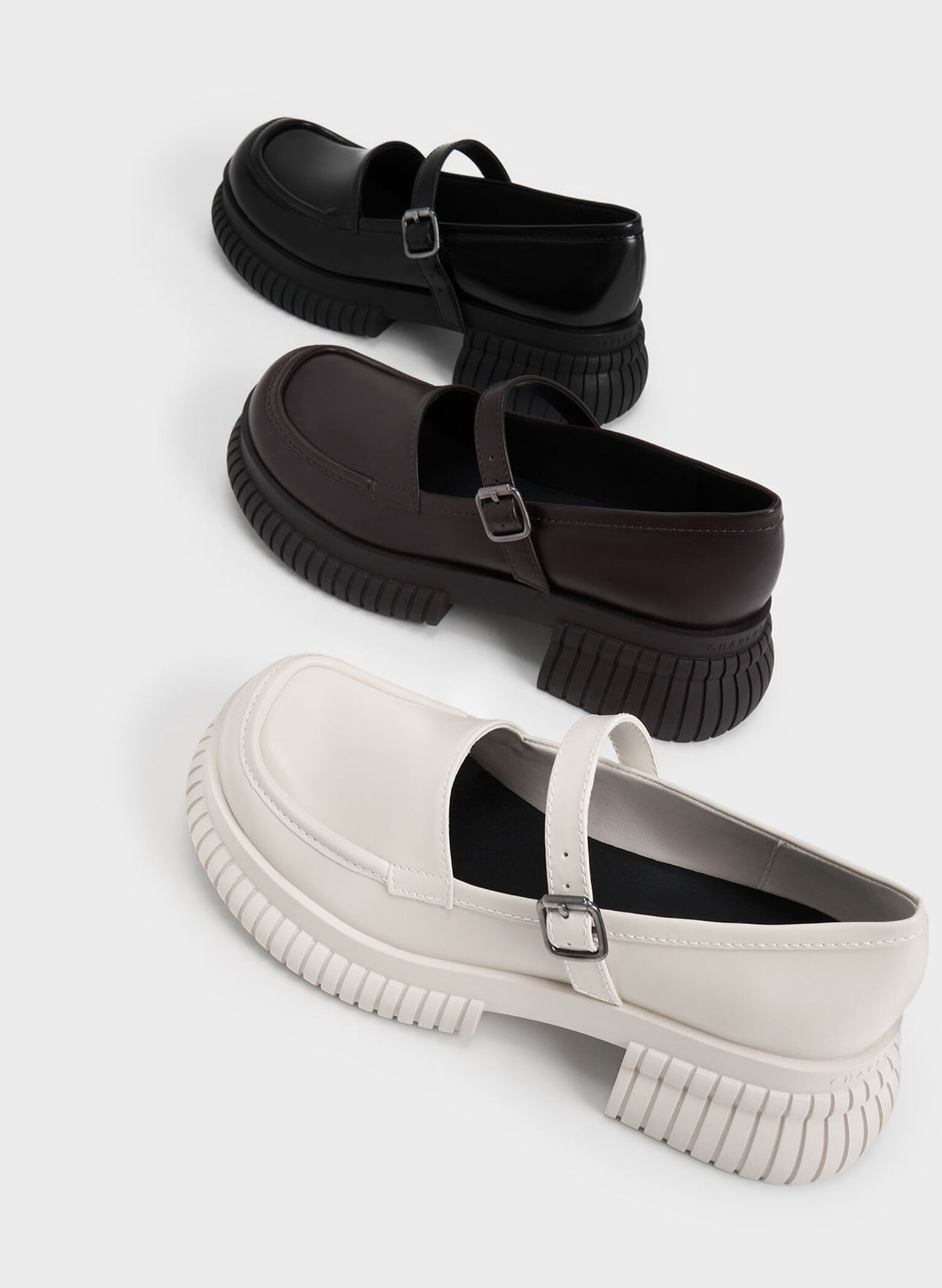 Buckled Mary Jane Loafers, Dark Brown, hi-res