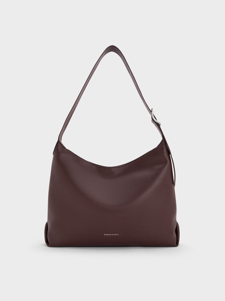 Gwynne Buckle-Strap Hobo Bag, Plum, hi-res