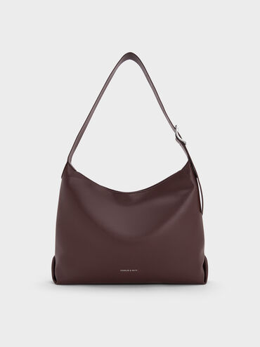 Gwynne Buckle-Strap Hobo Bag, Plum, hi-res