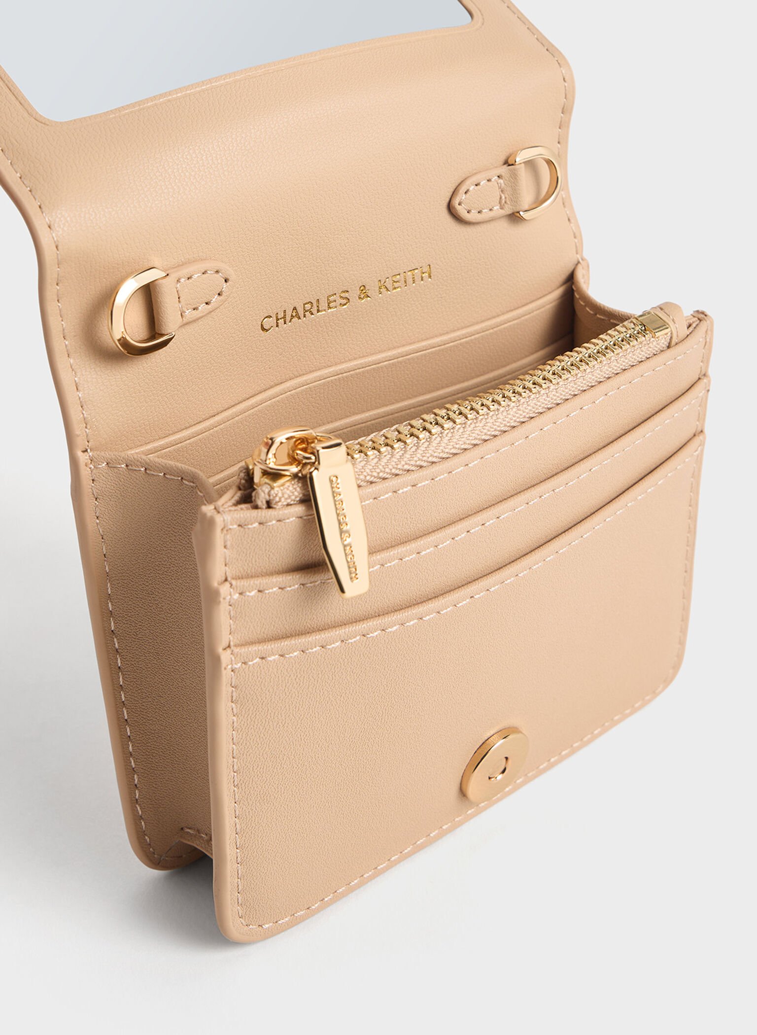 Agatha Chain-Accent Card Holder, Beige, hi-res