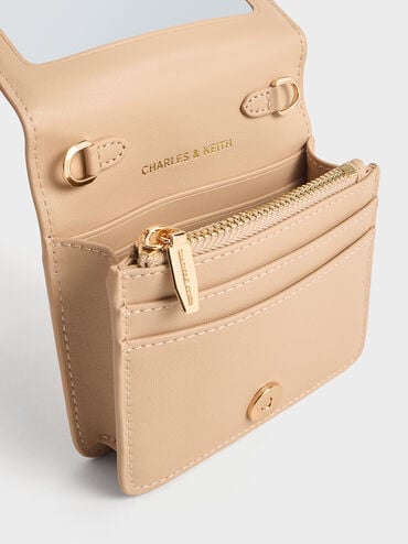 Agatha Chain-Accent Card Holder, Beige, hi-res