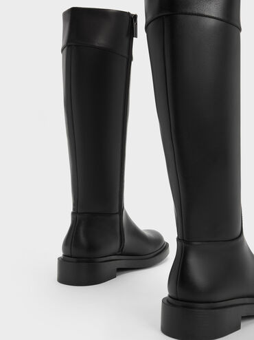 Bryn Metallic Chain Accent Knee-High Boots, Black, hi-res